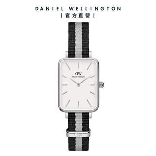 【Daniel Wellington】DW Quadro 20X26 雙色黑灰織紋錶-白錶盤