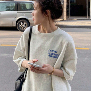 【Move】100%純棉 韓系上衣 夏天衣服女 休閒上衣 短版 t恤 棉t 短袖t恤女 簡約 寬鬆 字母印花t恤女