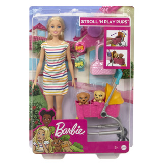 Mattel 芭比開心小狗推車組合 Barbie 芭比 娃娃 正版 美泰兒