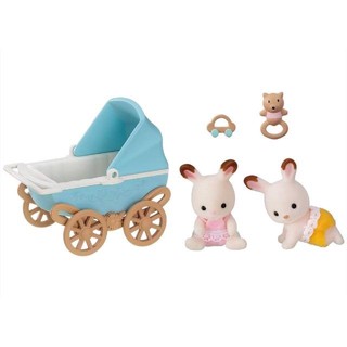 Sylvanian Families日本森林家族 人物配件 嬰兒 可可兔雙胞胎傢俱組 家家酒玩具