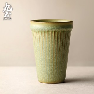 九土手工復古條紋咖啡杯水杯日式馬克杯咖啡杯手工粗陶水杯個性情侶杯下午茶手沖咖啡杯子客製杯子奶茶杯拉花咖啡杯CFR0135