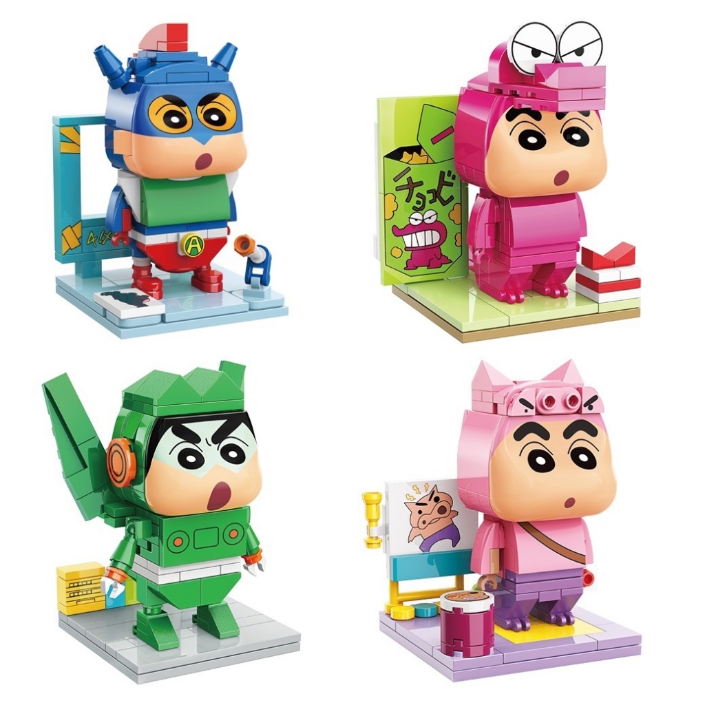 『開闢工作室』 現貨 QMAN 啟蒙積木 Keeppley 蠟筆小新公仔 鱷魚山先生 肥嘟嘟左衛門 康達姆機器人