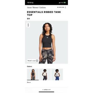 Adidas黑色 削肩 背心ESSENTIALS RIBBED TANK TOP #iw5736 甜辣 夏季衣服