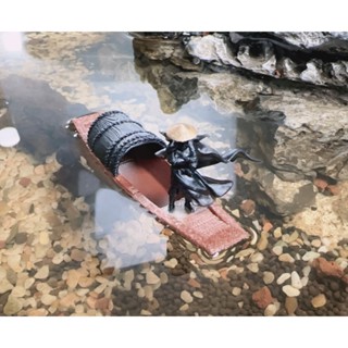 （可浮）迷你模擬 漂浮 小船 船 浮舟 俠客 復古 武俠 烏篷船 舟 中國風 水陸缸 魚缸 假山 微縮模型 微景觀 模型