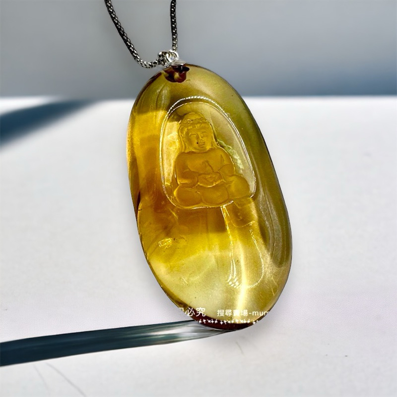 中森寶石🔮珍藏 無燒黃水晶 吊墜 墜飾 項鍊 寶瓶觀音 黃水晶 威士忌 香檳金 （無燒無加溫）獨家 巴西黃水晶