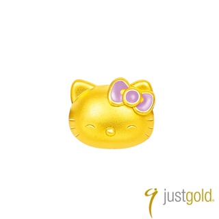 【Just Gold 鎮金店】Hello Kitty 50週年 黃金串珠(微笑眼)紫