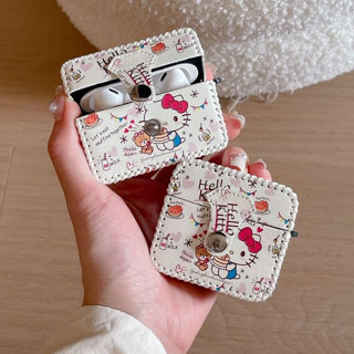 一體式HelloKitty貓可愛AirPodsPro2代保護套適用蘋果3代耳機保護殼AirPods1/2代連體皮套掛繩女