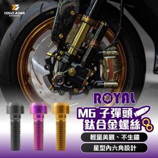 ROYAL 鈦螺絲 M6 子彈頭【優購愛馬】內星形 鍍鈦 鍍金 鍍黑 白鐵 鍍鈦 M6螺絲 車殼螺絲 鈦合金螺絲 M6