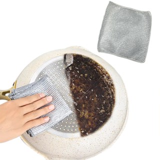 【COMET】19cm銀絲廚房抹布超值10入組(鋼絲抹布 鋼絲球 抹布 鋼絲洗碗布 清潔抹布/SR01)