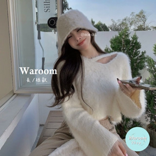 Waroom|高雄現貨 一件不留價 造型海馬毛短款毛衣|女裝|慵懶風|毛衣針織衫|長袖上衣|水貂毛|毛衣 8588