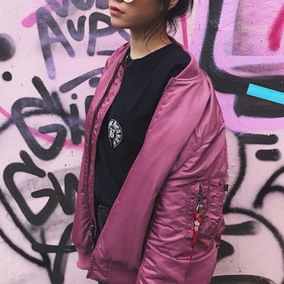 alpha industries pastel pink bomber jacket size XL