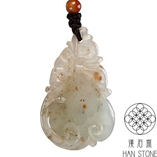【漢石齋】天然翡翠A貨 如意玉佩吊墜 冰糯種灑金(26*44*6mm)