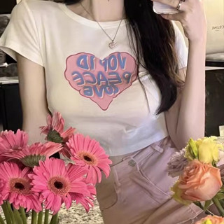 ZUCAS - (現貨)辣妹印花設計感短版上衣 多色 性感 短袖T 韓T 女上衣 - F-869