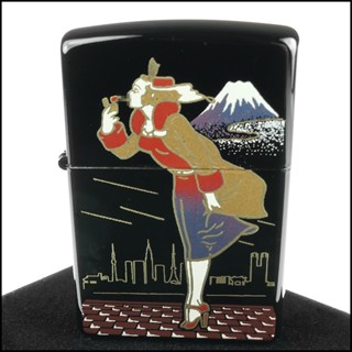 ☆福星屋☆【ZIPPO】日系~本金蒔繪-Windy Girl風中女郎-傳統工藝加工打火機