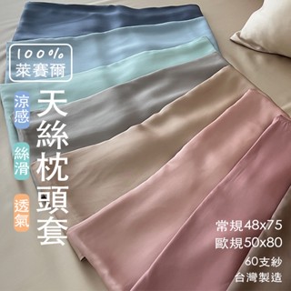 臺灣製現貨 100%萊賽爾天絲枕套 48x75、50x80【9色】枕頭套 IKEA枕頭 歐規枕頭套 涼感天絲HOYIN