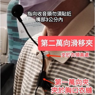臺灣限定 專利M662775雙夾有線麥克風 小蜜蜂擴音器 插孔分離式無線發射器專用 免頭戴 免耳掛頸掛 教學教師用d