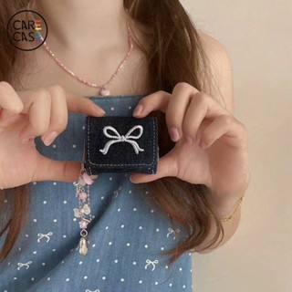 牛仔刺繡蝴蝶結 適用AirPods Pro 2代 保護套 AirPods 3代保護套 1/2代蘋果無線藍牙耳機防摔耳機包