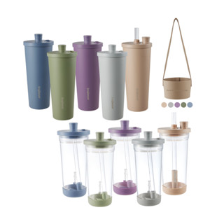 【康寧密扣Snapware】鋅light輕瓷保溫保冰跳跳吸管杯850ml+Tritan跳跳吸管杯840ml