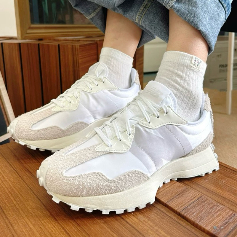 -ES- NEW BALANCE 327 白絲綢 NB327 米白 NB 奶油底 女鞋 休閒鞋 WS327SFD