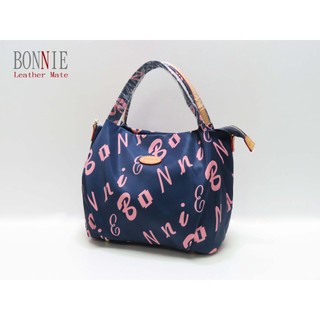 **Bonnie** 專櫃品牌 AE 手提 南瓜包 微光澤 高質感 防潑水印花 尼龍 配 CA植鞣牛皮