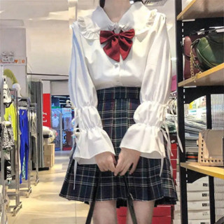 🌷臺灣出貨🌷Glove 春秋款 襯衫女 打底襯衫 學生韓版 寬鬆 JK學院風長袖 短款娃娃領 長袖襯衫女 百搭襯衣