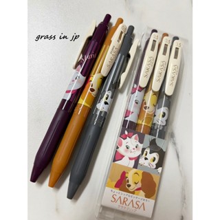 【小草日貨】特價!! 日本製 現貨 迪士尼 貓狗角色 Sarasa三入復古色調筆組 瑪麗貓 小姐 費加洛 小木偶 原子筆