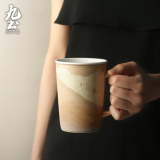 九土手工陶瓷馬克杯帶把手家用咖啡杯家用情侶茶杯果汁杯牛奶杯辦公釉下彩好看喝水杯子窯變馬克杯咖啡杯陶瓷杯推薦CFR0150