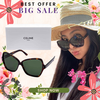 ㊣ 美國八卦小報 ㊣ 【CELINE】明星同款！咖啡花紋大鏡框太陽眼鏡 墨鏡 CL40064，時尚icon必備，