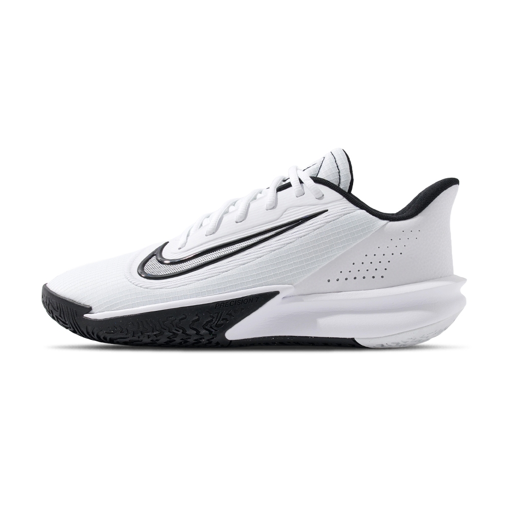 Nike Precision VII 男 白黑 運動 實戰 低筒 7代 包覆 緩震 訓練 籃球鞋 FN4322-101