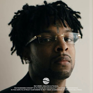 【CALI】高品質 木質 無框眼鏡 美式 嘻哈 21savage 眼鏡 墨鏡 細框 無框 眼鏡框