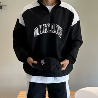 [HYC] 韓國代購 東大門 OAKLAND 防曬 拼接 衝鋒上衣 衛衣 半拉鍊 高階感 運動風 立領 防曬外套