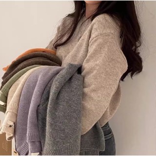 【Joybuy】韓系圓領軟糯寬鬆長袖針織毛衣女裝