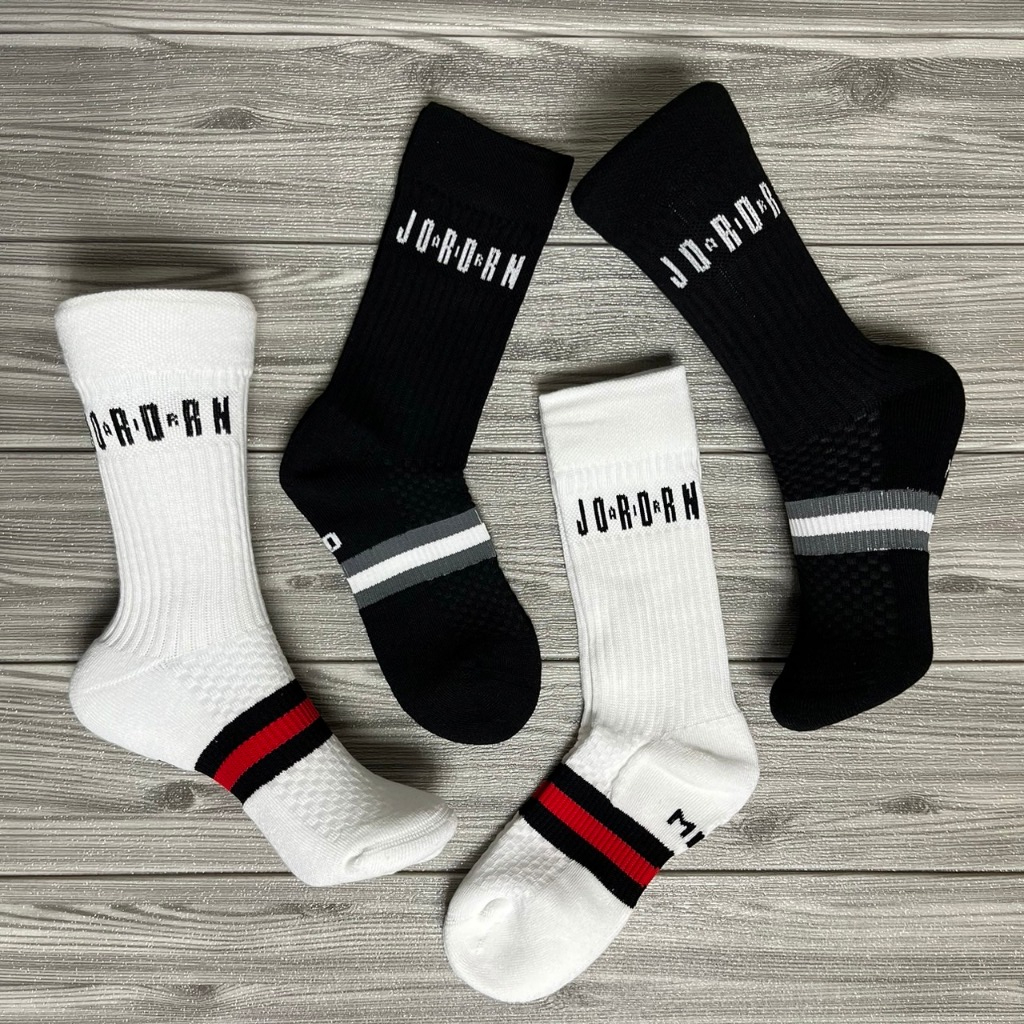 【other more 特選潮流】正品NIKE Jordan Legacy 喬丹字母 喬丹毛巾底黑白 長襪(2入)