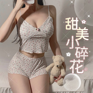 ✨玥兒Wear✨全場現貨每天出✨純慾胸墊睡衣 兩件式睡褲 甜美連身洋裝 浪漫紫色碎花 日系舒適睡裙 居家服 U605