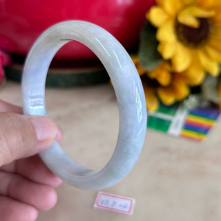 （附證書）18.2圍57mm 春帶彩 紫羅蘭 芸姐玉石翡翠坊 天然翡翠A貨 緬甸玉手鐲手環