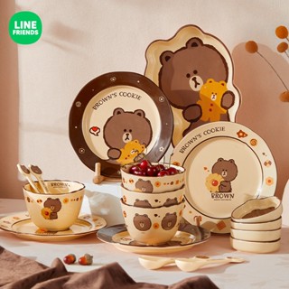 ✨ LINE FRIENDS 陶瓷 餐具 碗盤 餐具禮盒 餐具套裝 BROWN 熊大