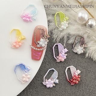 美甲 古風花框樹脂飾品 窗花 門框 花朵屏風 細閃粉花框 美甲飾品