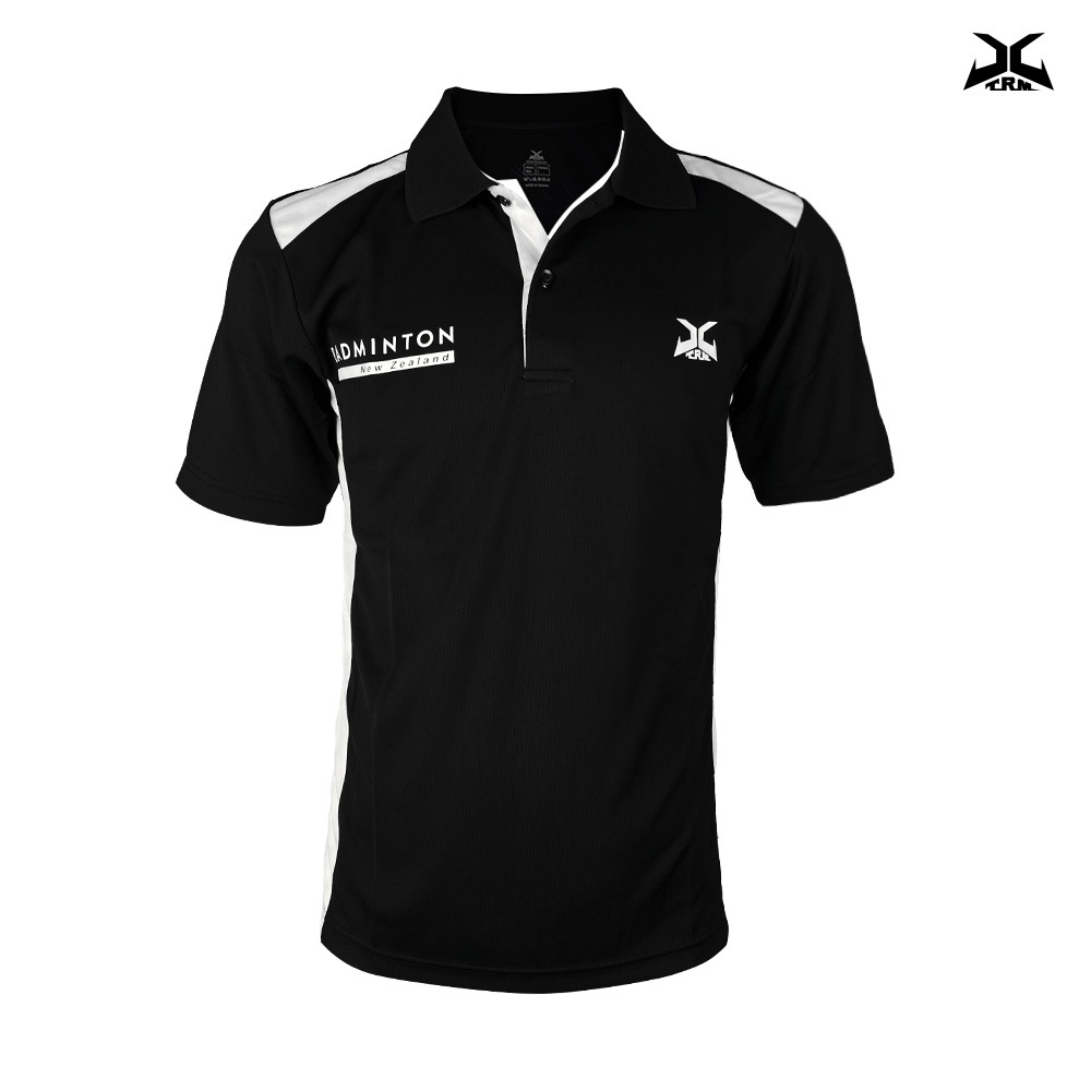 XTRM極限 紐西蘭羽球國家隊指定服-POLO衫(黑/白) X8-314