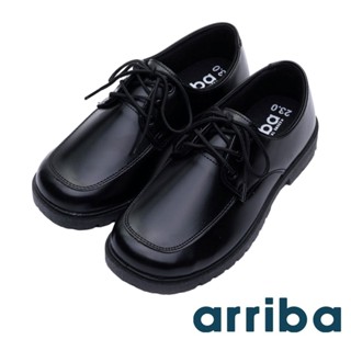 【arriba】綁帶式素面學生皮鞋 臺灣製造 黑色皮鞋 綁帶式皮鞋 學生皮鞋 皮鞋女學生 正式皮鞋 低跟皮鞋 餐飲皮鞋