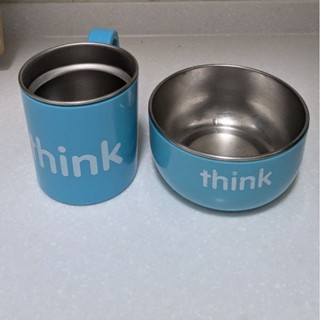 Thinkbaby 不鏽鋼 餐具 藍 便當盒 餐盒 湯碗 淺碗 飯碗 保鮮盒 Think baby 寶貝 兒童 馬卡龍藍