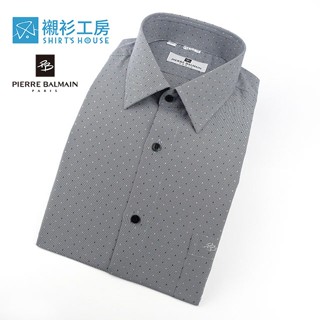 皮爾帕門pb黑底深黑及白點、時尚流行小點、合身長袖襯衫68164-10-襯衫工房