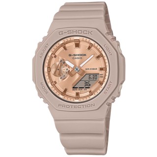 G-SHOCK CASIO / 卡西歐 八角 雙顯 橡膠手錶 玫瑰金x煙燻粉 / GMA-S2100MD-4A/43mm