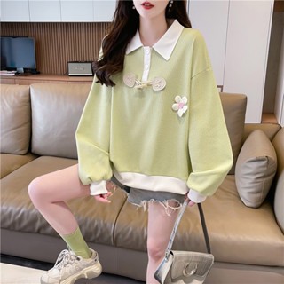 胖胖美依 上衣 連帽T 長袖上衣M-XL複合滌華夫格秋季韓國版寬鬆時尚百搭衛衣外套TCF02-A9743.
