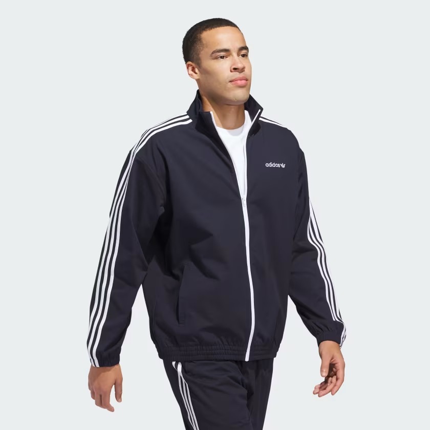 ADIDAS 愛迪達 SUPERFIRE TK JK 運動外套 男女 薄外套 夾克 三線 休閒 墨藍色-IY1631
