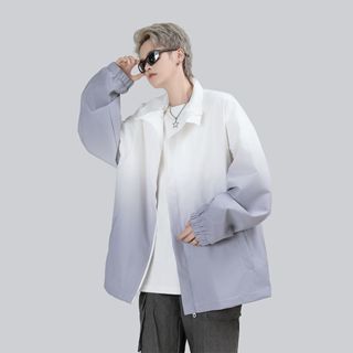 男生外套 男生漸變色外套 男士夾克 工裝風夾克外套 韓版男外套 寬鬆加大外套 百搭潮 時尚休閒外套 男士上衣 日韓風