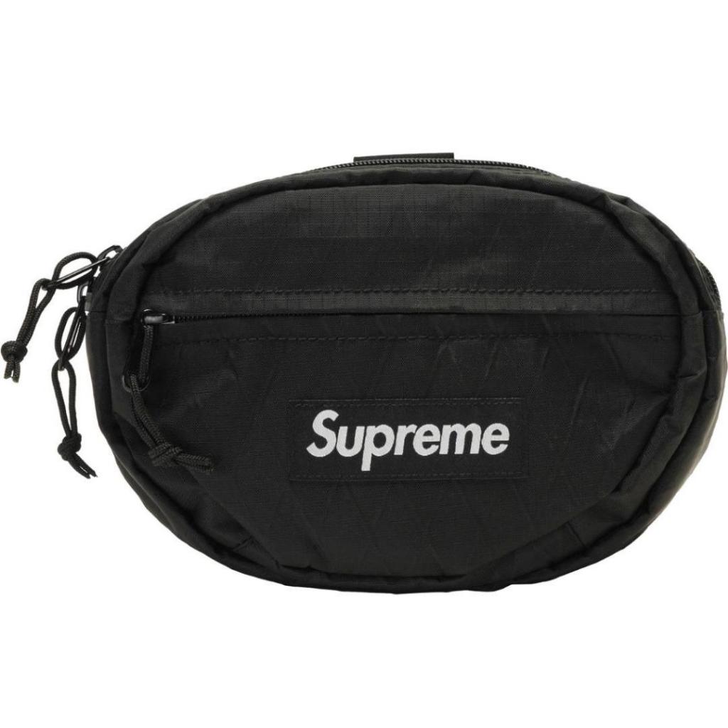 SUPREME 45TH 黑色大LOGO 菱格胸肩背/腰包*(G0864)