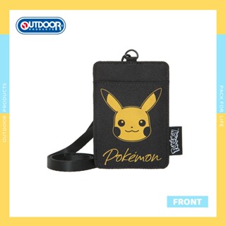 【OUTDOOR】寶可夢Pokemon-金典皮卡丘票卡證件套 頸掛識別證 黑色 ODGO22S10BK