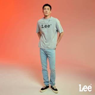 Lee 706 涼感 彈性低腰修身窄管牛仔褲 男 刷破 淺藍洗水 LB417011876
