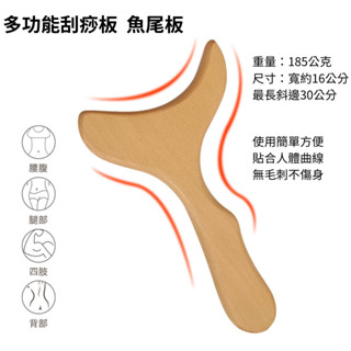 【現貨 附發票】櫸木按摩 刮痧板 魚形版 三角板 附精油 穴位圖 收納袋 櫸木按摩刮痧板套組 木製 按摩器 穴道按摩