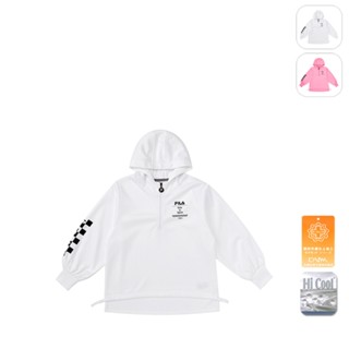 【FILA】KIDS 女童款 吸濕排汗 連帽上衣-白色 5TEX-8434-WT